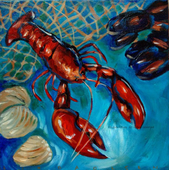 Lobster dinner painting